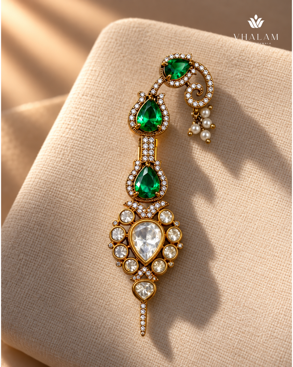 Zarqa Green Stone Suit Brooch