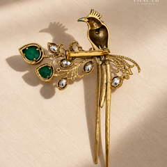 Neel Pakshi Green Stone Suit Brooch