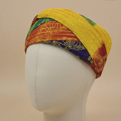 Traditional Tri-Color Gold Foil Printed Rajasthani Pagdi
