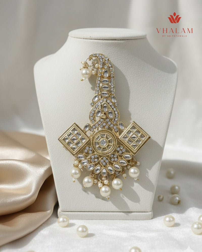 Classic Geometric Kundan Work Safa Brooch