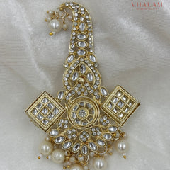 Classic Geometric Kundan Work Safa Brooch