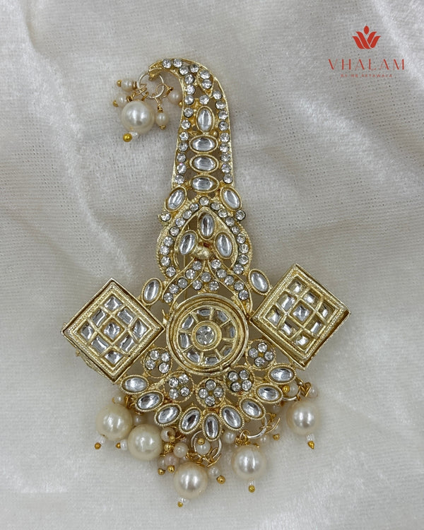 Classic Geometric Kundan Work Safa Brooch