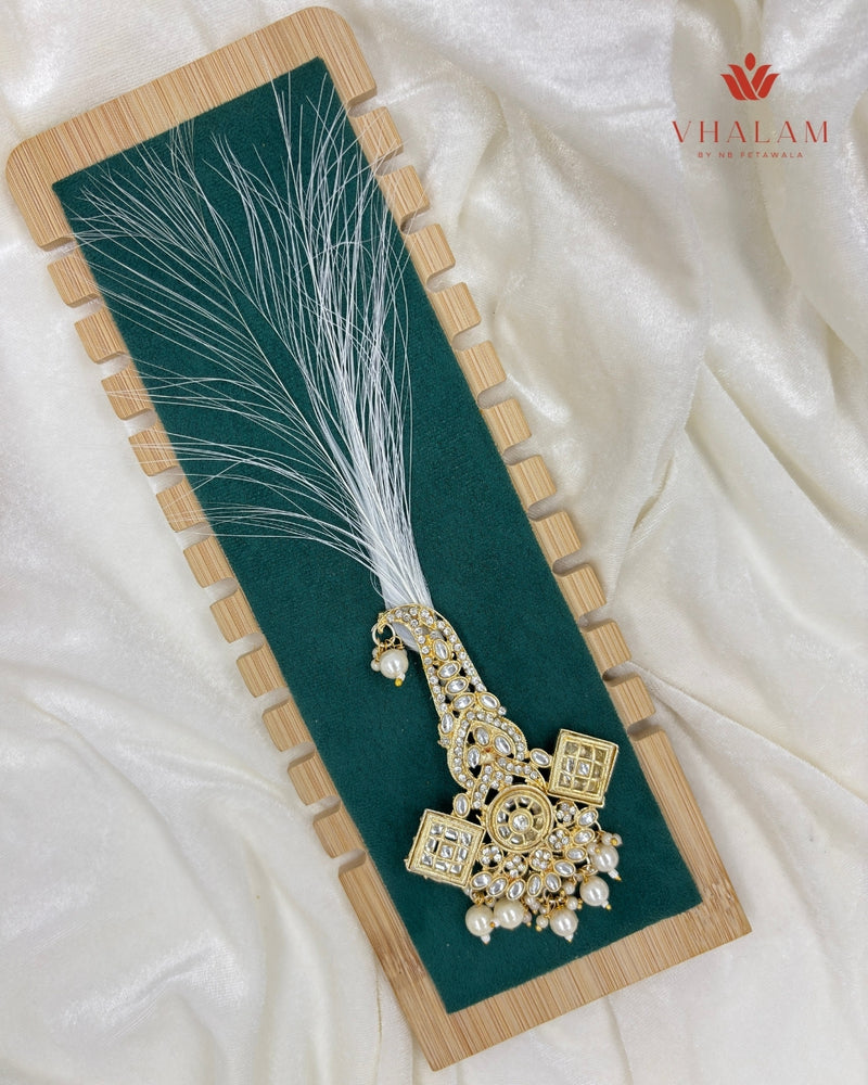 Classic Geometric Kundan Work Safa Brooch