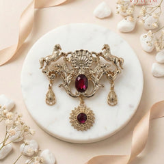 Shahi Ashwa Ruby Chand-Surya Heritage Brooch