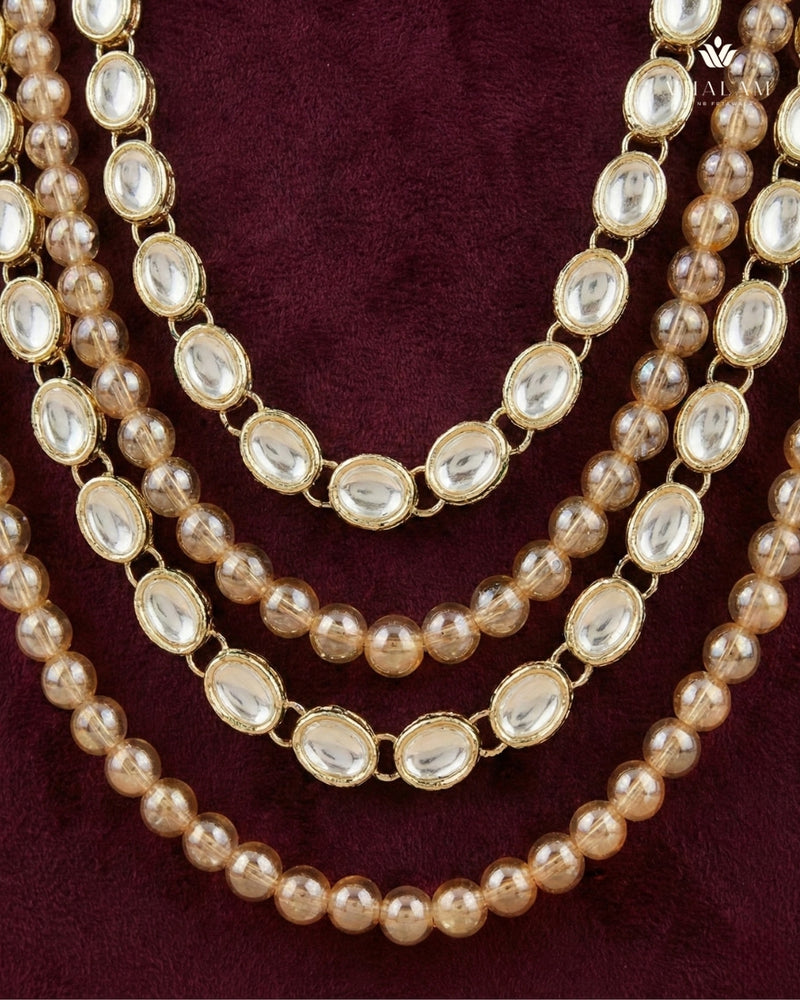 Dulha Champagne Gold & Kundan Layered Mala