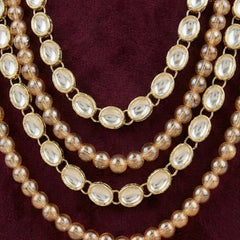 Dulha Champagne Gold & Kundan Layered Mala