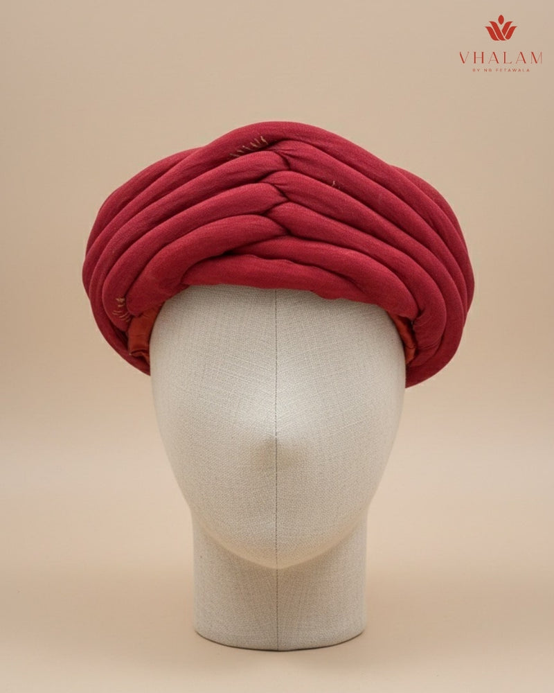 Classic Deep Red Textured Rajasthani Pagdi