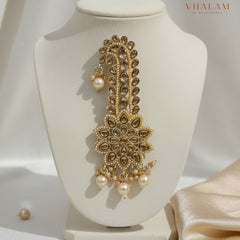 Golden Floral Kundan Wedding Turban Brooch