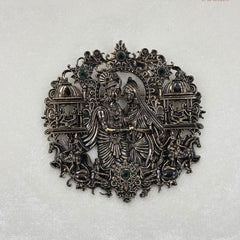 Radha-Krishna Heritage Antique Silver Brooch & Button Set