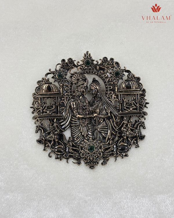 Radha-Krishna Heritage Antique Silver Brooch & Button Set