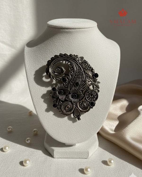 Vintage Paisley Floral Antique Suit Brooch With Buttons