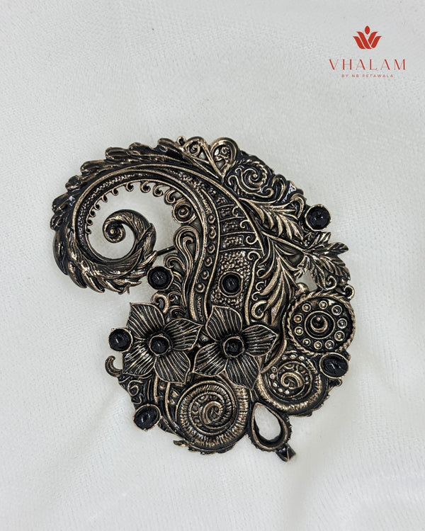 Vintage Paisley Floral Antique Suit Brooch With Buttons