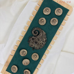 Vintage Paisley Floral Antique Suit Brooch With Buttons