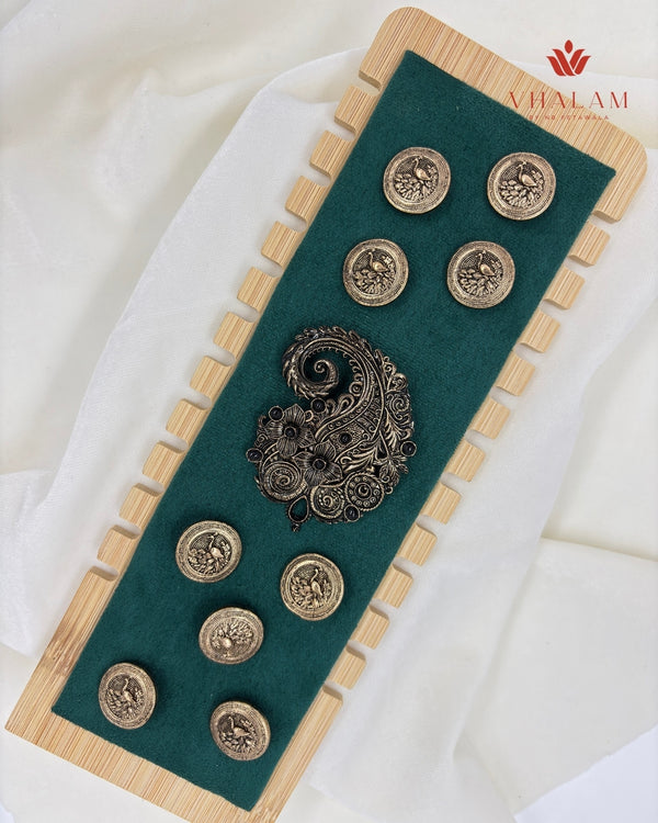 Vintage Paisley Floral Antique Suit Brooch With Buttons