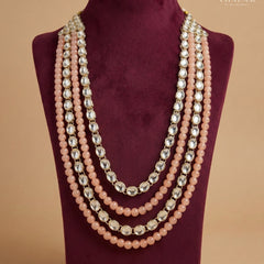 Royal Peach & Kundan 4-Layer Dulha Mala