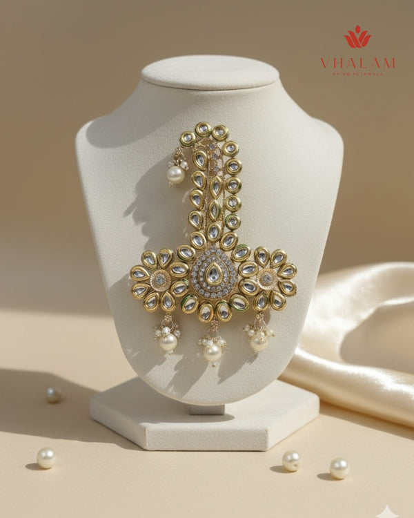 Royal Kundan Floral Turban Brooch with Pearls