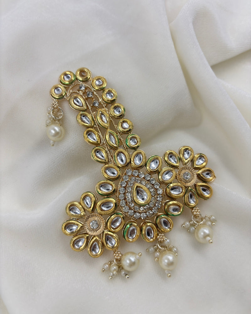Royal Kundan Floral Turban Brooch with Pearls