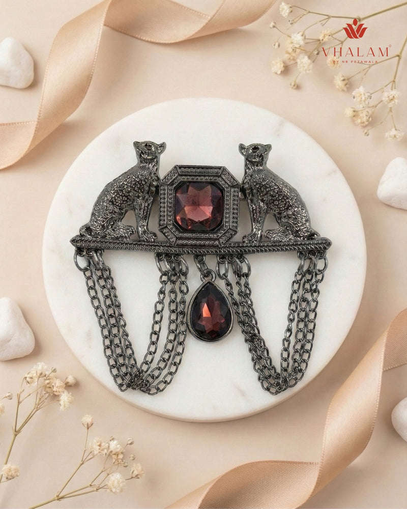 Shahi Vyaghra Amethyst Heritage Brooch