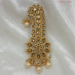 Golden Floral Kundan Wedding Turban Brooch