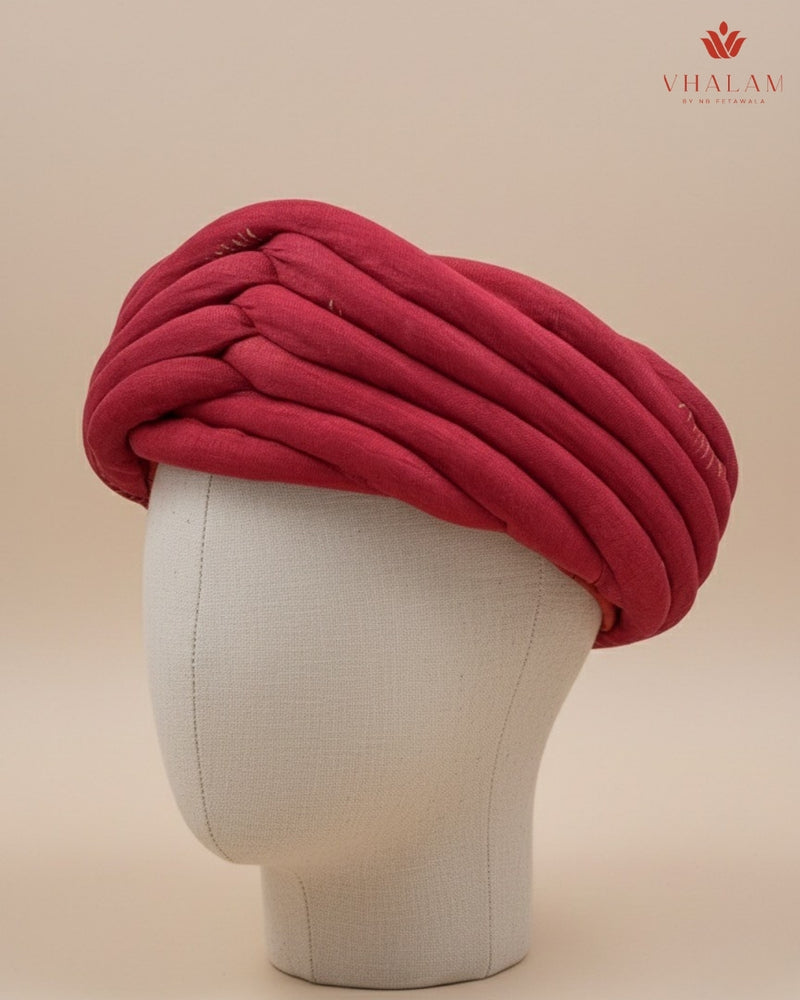 Classic Deep Red Textured Rajasthani Pagdi