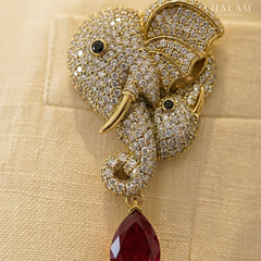 Gold Elephant Brooch
