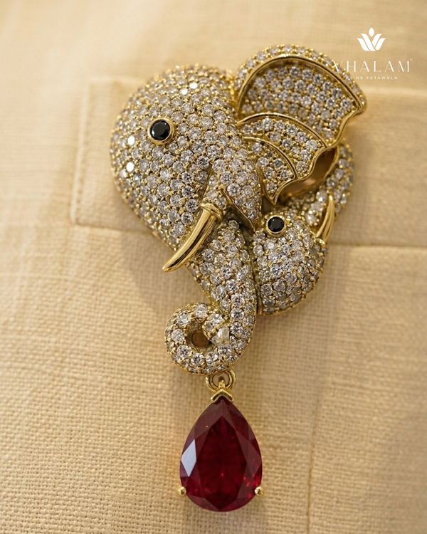 Gold Elephant Brooch