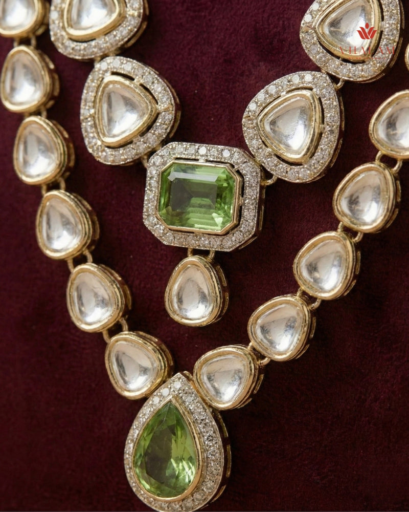 Mint Green Emerald & Kundan 2-Layer Dulha Mala