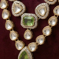 Mint Green Emerald & Kundan 2-Layer Dulha Mala