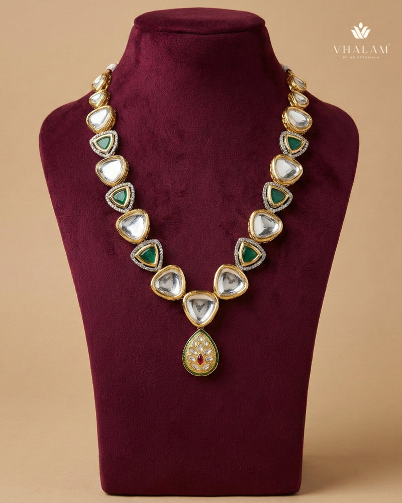 Emerald & Ruby Kundan Pendant Mala