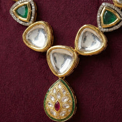 Emerald & Ruby Kundan Pendant Mala