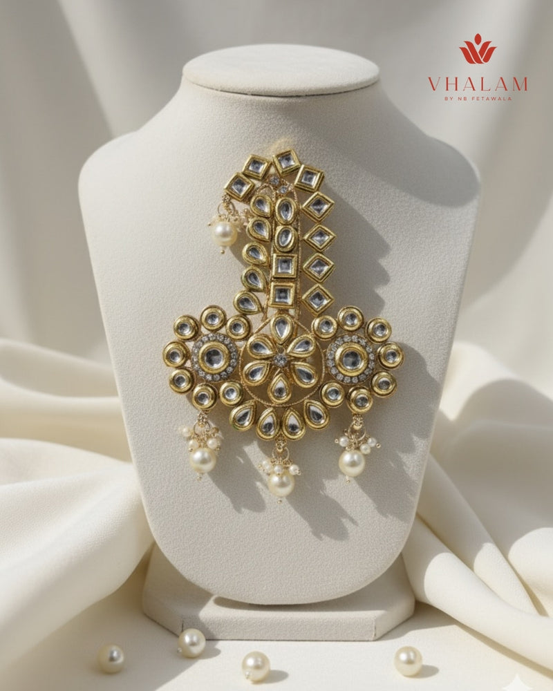 Royal Polki Kundan Floral Design Turban Brooch
