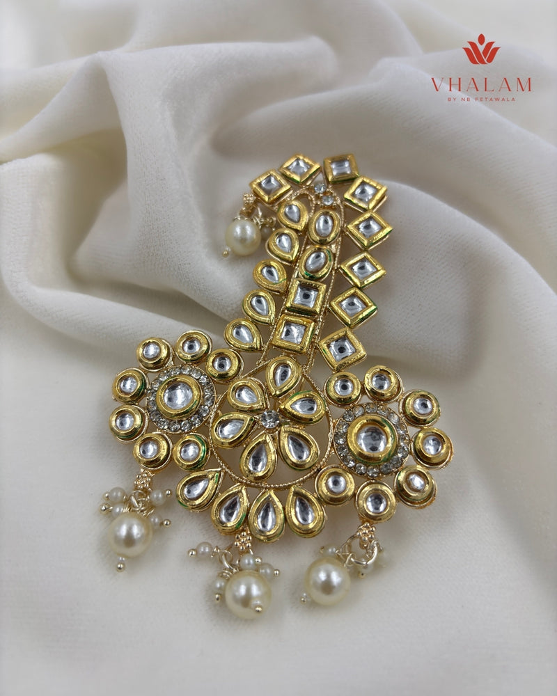 Royal Polki Kundan Floral Design Turban Brooch