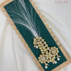 Royal Polki Kundan Floral Design Turban Brooch