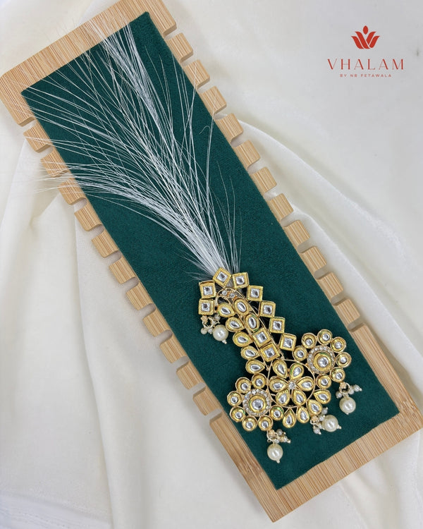 Royal Polki Kundan Floral Design Turban Brooch