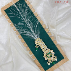 Green Floral Kundan Wedding Turban Brooch