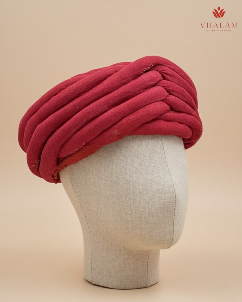 Classic Deep Red Textured Rajasthani Pagdi