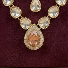 Pastel Peach Emerald & Kundan 2-Layer Dulha Mala
