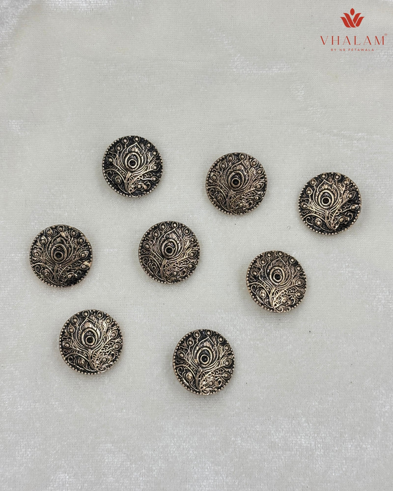 Radha-Krishna Heritage Antique Silver Brooch & Button Set