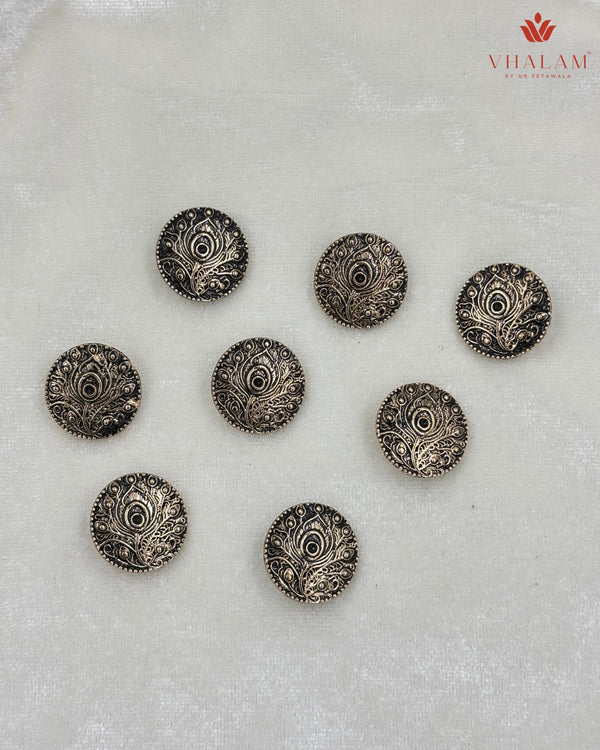 Radha-Krishna Heritage Antique Silver Brooch & Button Set