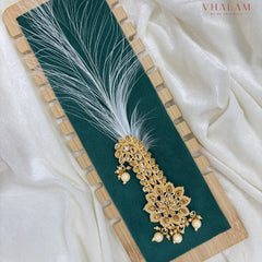 Golden Floral Kundan Wedding Turban Brooch