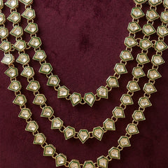 Geometric Kundan Green Meenakari 3-Layer Dulha Mala