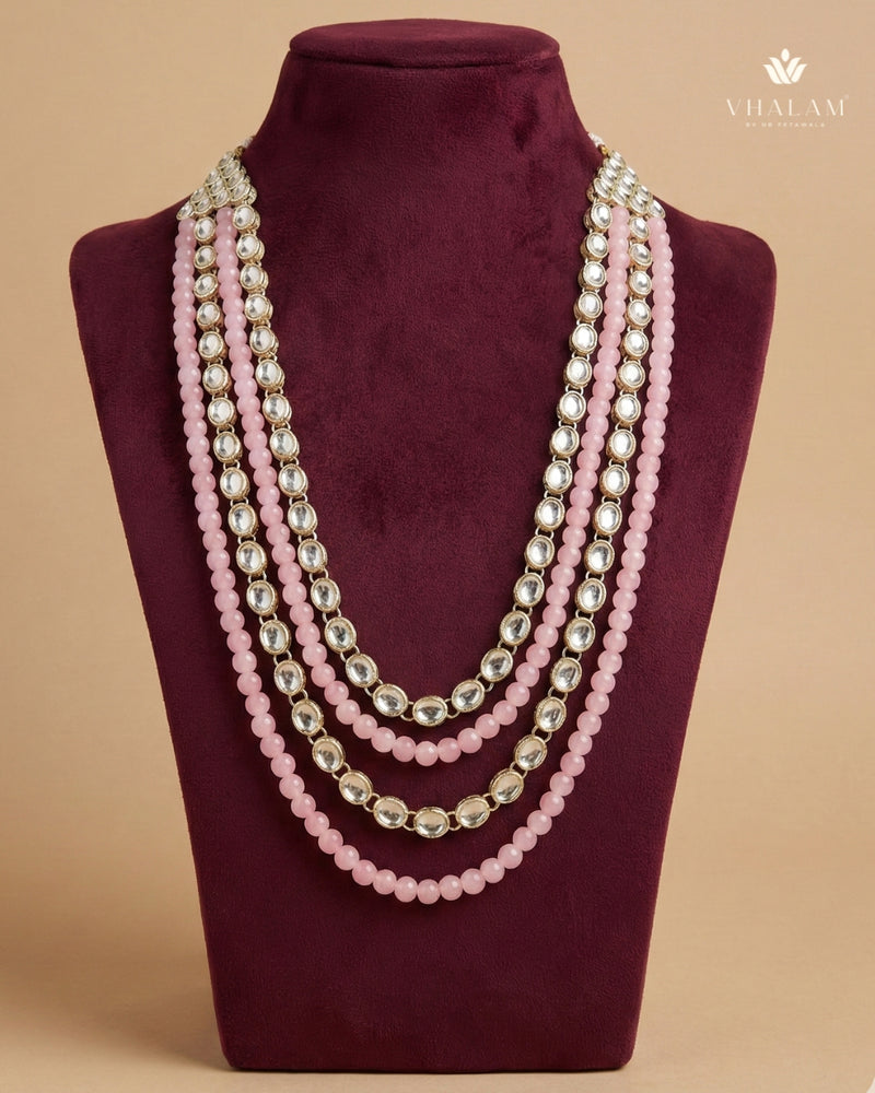 Royal Pink & Kundan 4-Layer Dulha Mala