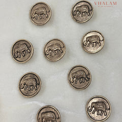 Vintage Maharaja Elephant Brooch & Button Set for Wedding Outfit