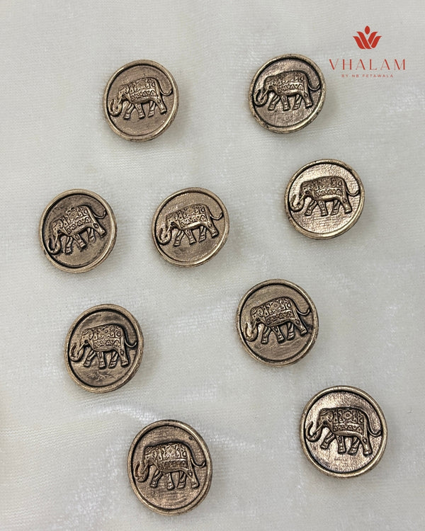 Vintage Maharaja Elephant Brooch & Button Set for Wedding Outfit