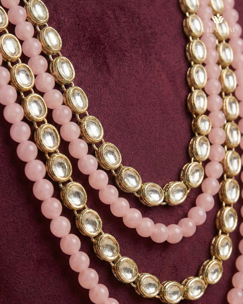 Royal Pink & Kundan 4-Layer Dulha Mala