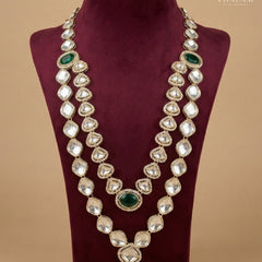 Emerald Oval & Oversized Kundan 2-Layer Dulha Mala