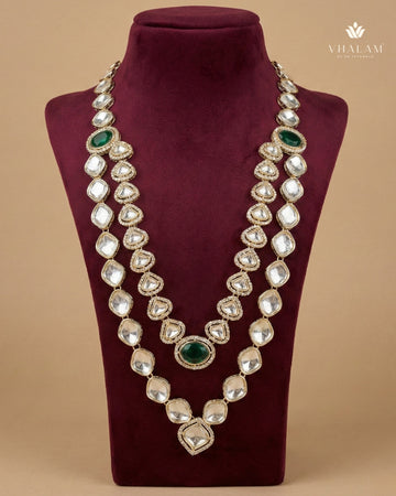 Emerald Oval & Oversized Kundan 2-Layer Dulha Mala