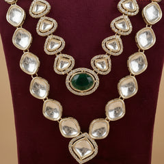 Emerald Oval & Oversized Kundan 2-Layer Dulha Mala