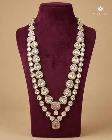 Pastel Pink Emerald & Kundan 2-Layer Dulha Mala