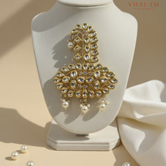 Royal Polki Kundan Turban Brooch with Pearl Drops